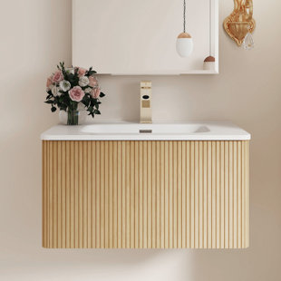 30 Inches Wall-Mounted Bathroom Vanity Set With Ceramic Basin