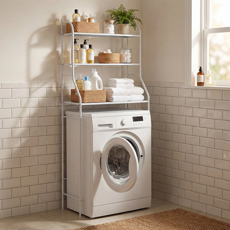 Steel Freestanding Bathroom Shelves, White