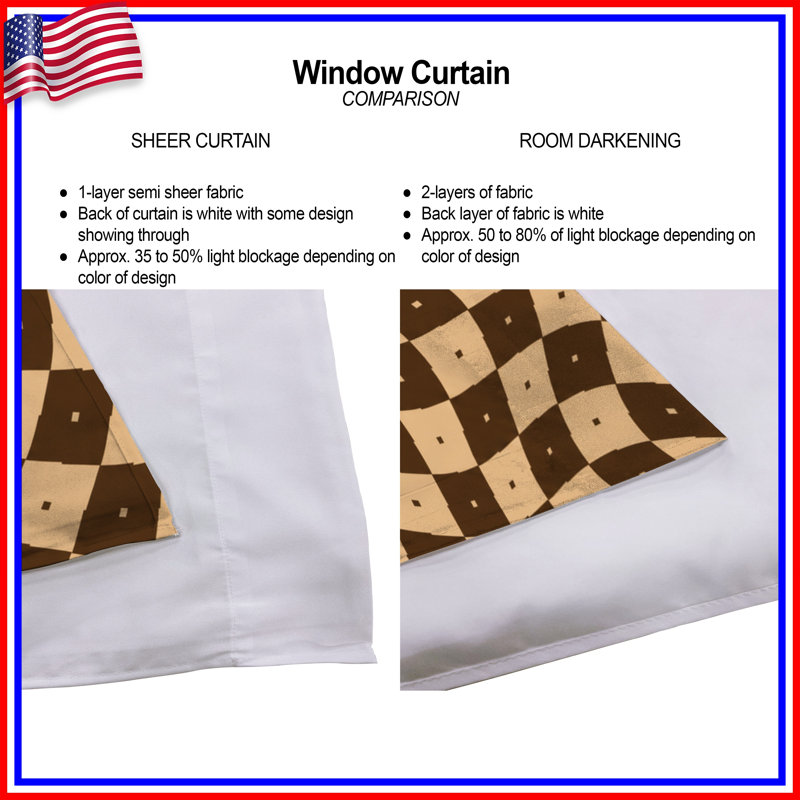 Rideaux obscurcissant et obscurcissant à motif de damier ondulé - 2 panneaux, 56in x 76in - 2 panels, Sheer
