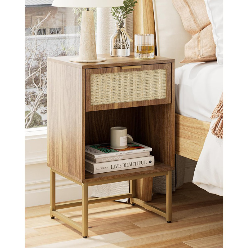 Table de chevet en rotin, table de chevet moderne Boho Farmhouse