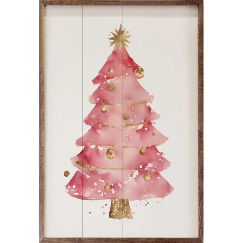 Joli arbre de Noël rose blanc, H 8 po x l 5 po x P 1 po