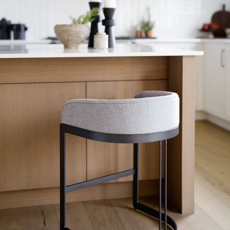 Tabouret de bar et de comptoir Bradley, Tabouret de comptoir (assise de 24,75 po de hauteu, Tissu performance gris clair