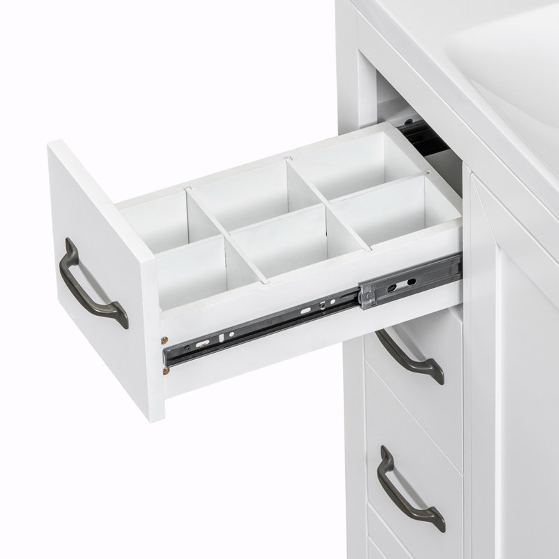 Ensemble de meuble-lavabo simple 35,5 po avec plateau en bois manufacturé Shaneta, Blanc