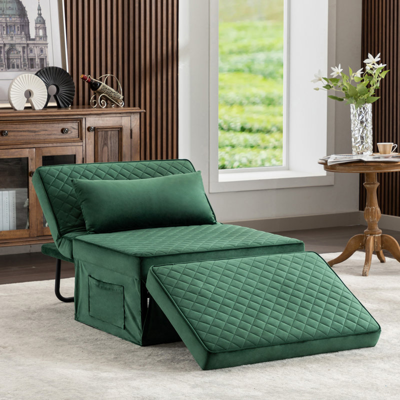Canapé-lit de 34 po Ralana, 100 % lin vert