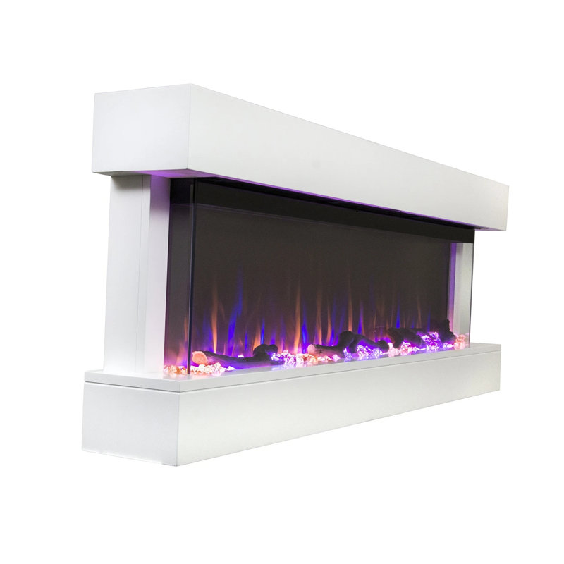 Chesmont 50" White Wall Mounted Electric Fireplace with Mantel
