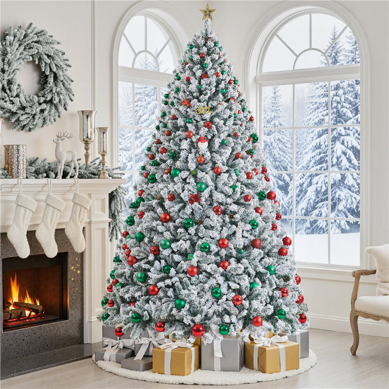 Arbre de Noël artificiel floqué, 9 pi