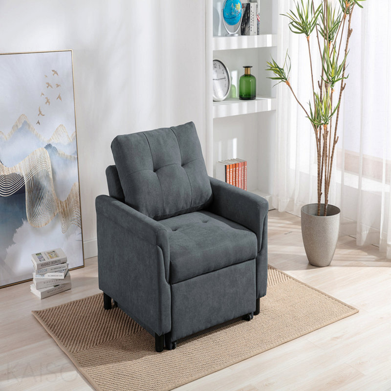 Fauteuil convertible 35 po gris foncé tissé