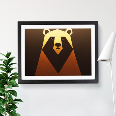Golden Abstract Bear - Framed Print