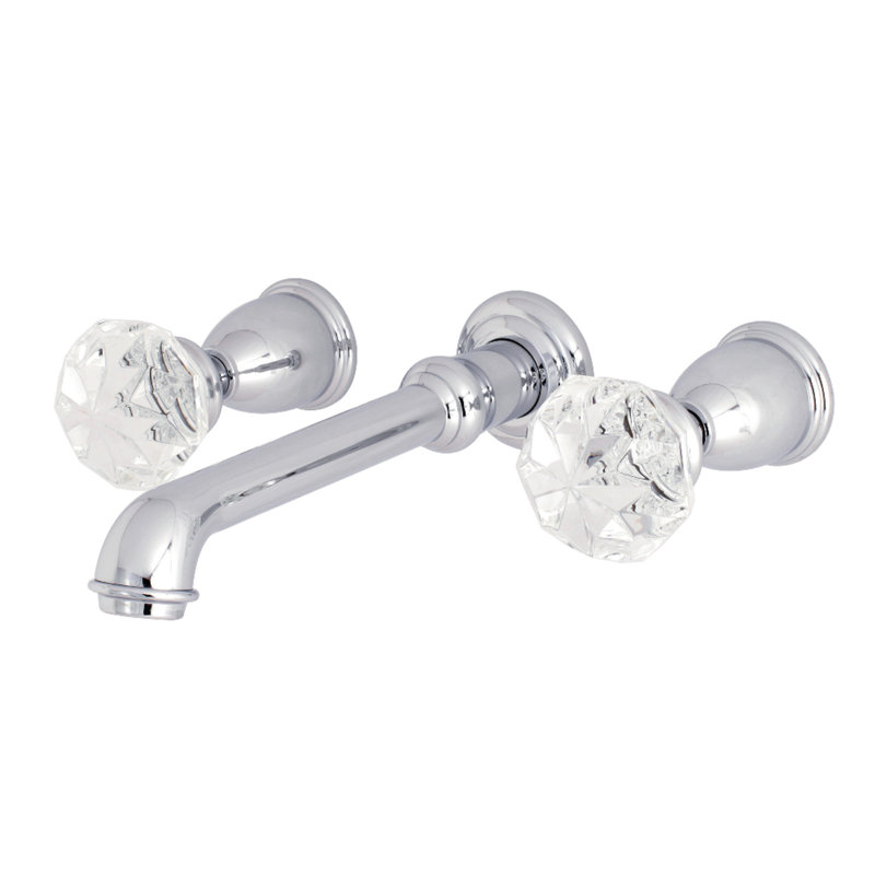 Kingston Brass Krystal Onyx Two-Handle 3-Hole Wall Mount Roman Tub Faucet, Polished Chrome