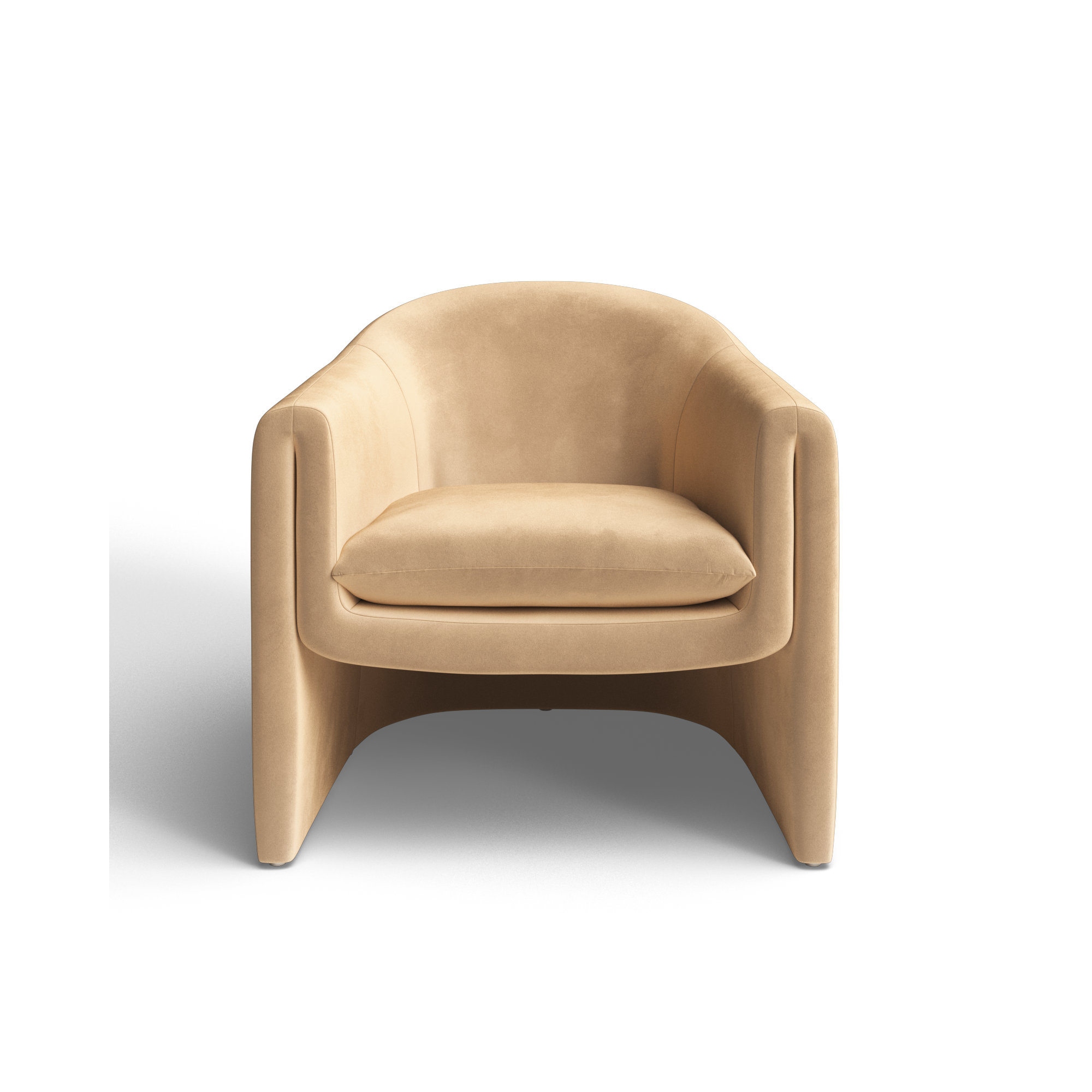 Pollman Upholstered Barrel Chair, Light Brown Velvet