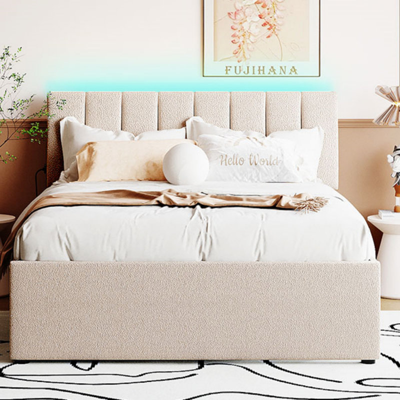 Lit plateforme tapissier Teddy