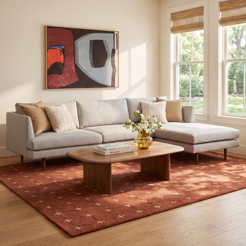 Miller Polyester Blend Sectional, Right Hand Facing, Light Gray Polyester Blend