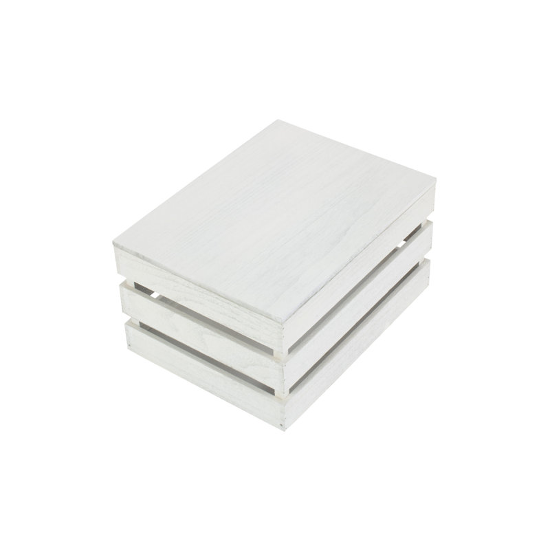 Slatted Wooden Storage Box, 19.5cm H x 30cm W x 40cm D, Natural