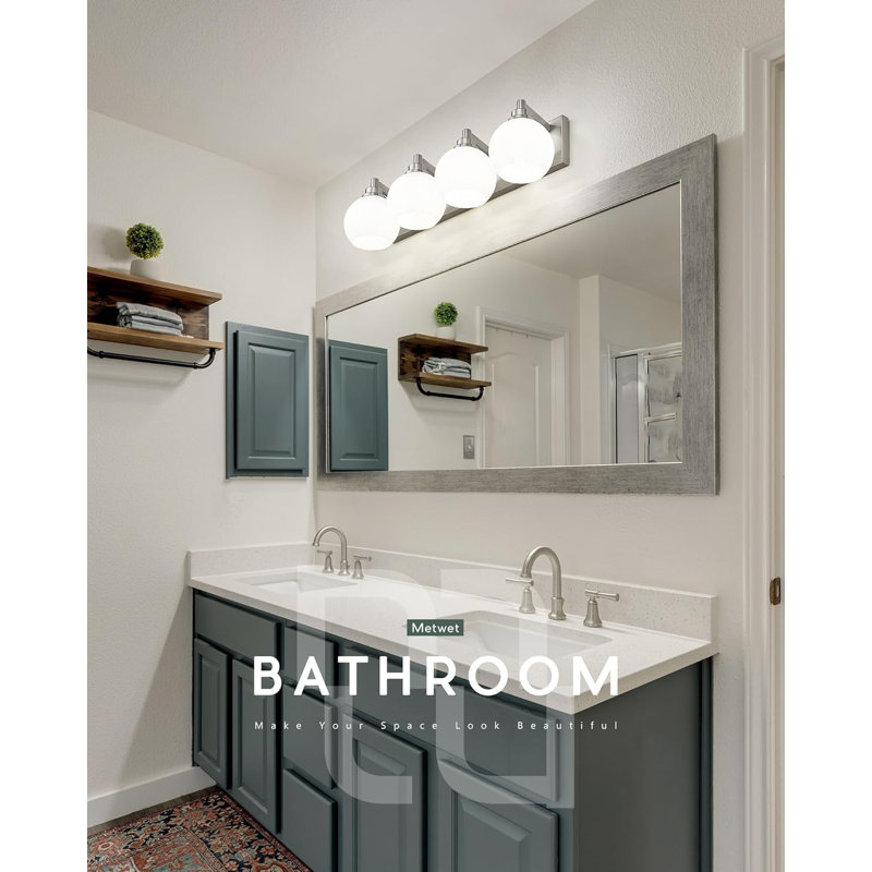 Modern Bathroom Vanity Light Fixture With Milk White Glass Shades, Adjustable Wall Sconce For Mirror Lighting, Hardwired Installation Included