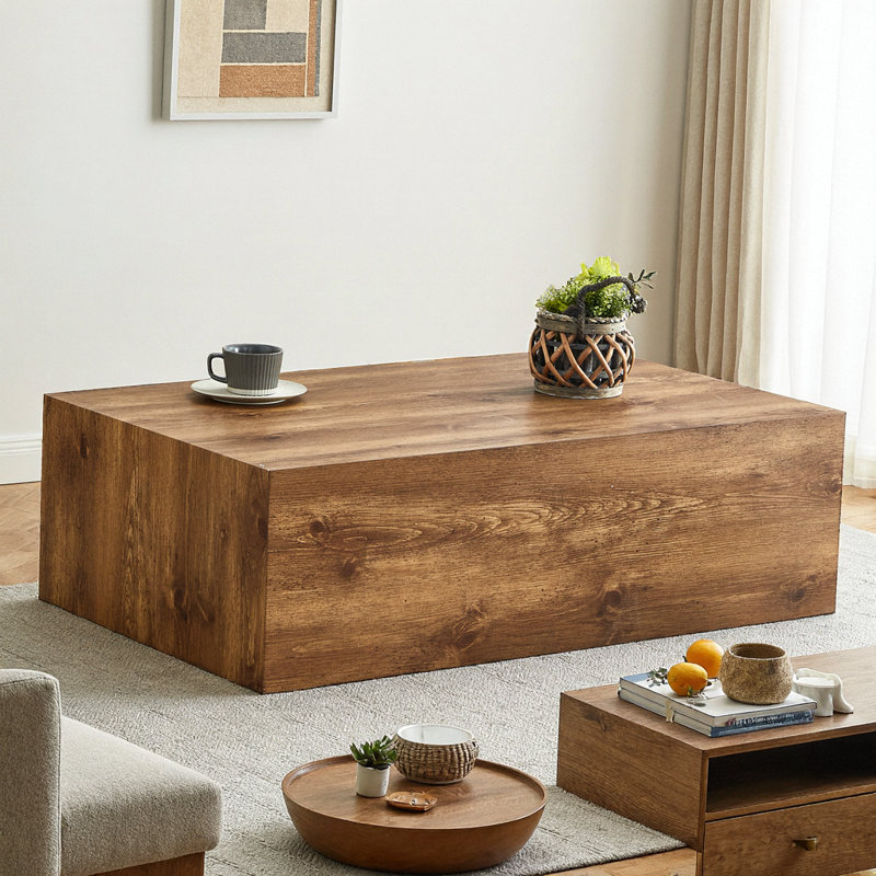 Table basse en bois aggloméré Wabi-Sabi | Table d'appoint et table de chevet 39,4 po, Dark Wood