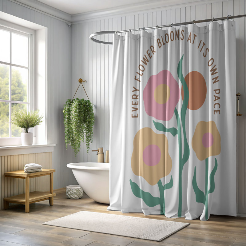 Rideau de douche 1 pièce Gentle Petals, H 74 po x l 40 po