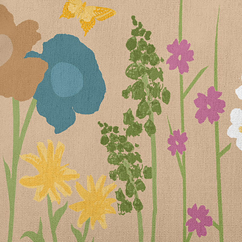 Taupe Floral Polyester Reversible Throw Pillow