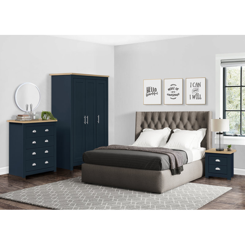 Highgate 4 Drawer Chest, Navy Blue/Oak