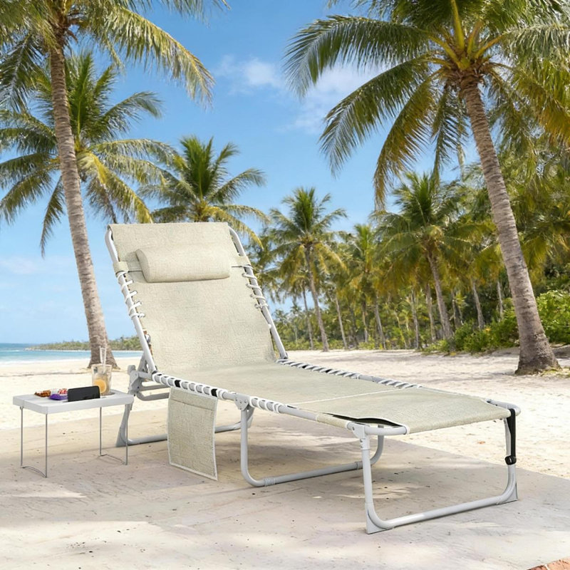 Méridienne pliante, fauteuil de bronzage avec trou pour le visage et table d'appoint Lawn