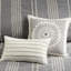 Housse de couette pour lit double / grand lit, gris et coton, avec fermeture à bouton