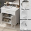 Meuble-lavabo 31 po avec lavabo, armoire avec portes à fermeture en douceur et tablette réglable, profil incurvé et pieds en bois d'hévéa-232644456