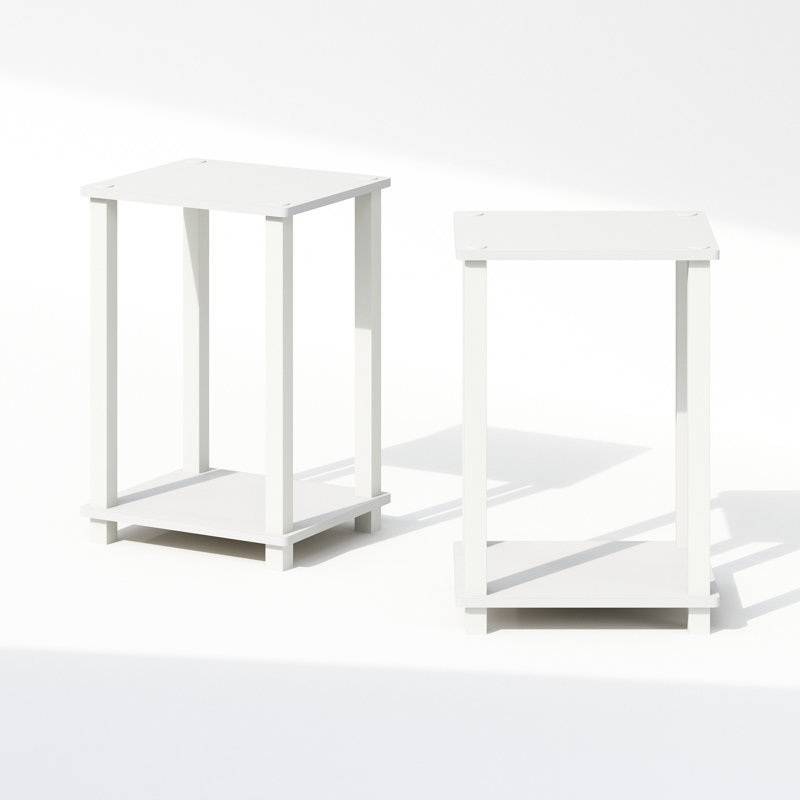34.04 cm W Bedside Table, White, White