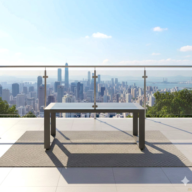 All-Weather Aluminum Outdoor Coffee Table, Black/Gray