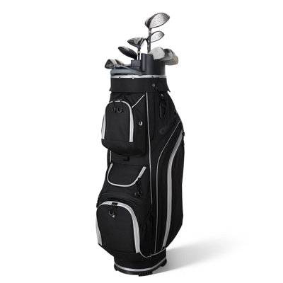 Golf Cart Bag, 14 Way Top Divider Organizer, Golf Club Bag with Full-length Divider, Storage Pockets, Shoulder Strap, Rain Hood, Smooth Zippers, High-Strength 900D Polyester for Men & Women