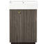 Meuble-lavabo moderne de 55 cm (21,6 po), lavabo en céramique, autoportant, gris foncé, imitation bois, portes à fermeture amortie, porte-papier hygiénique, rangement latéral, étagères fixes, rangement intelligent autoportant pour petites salles de bain.