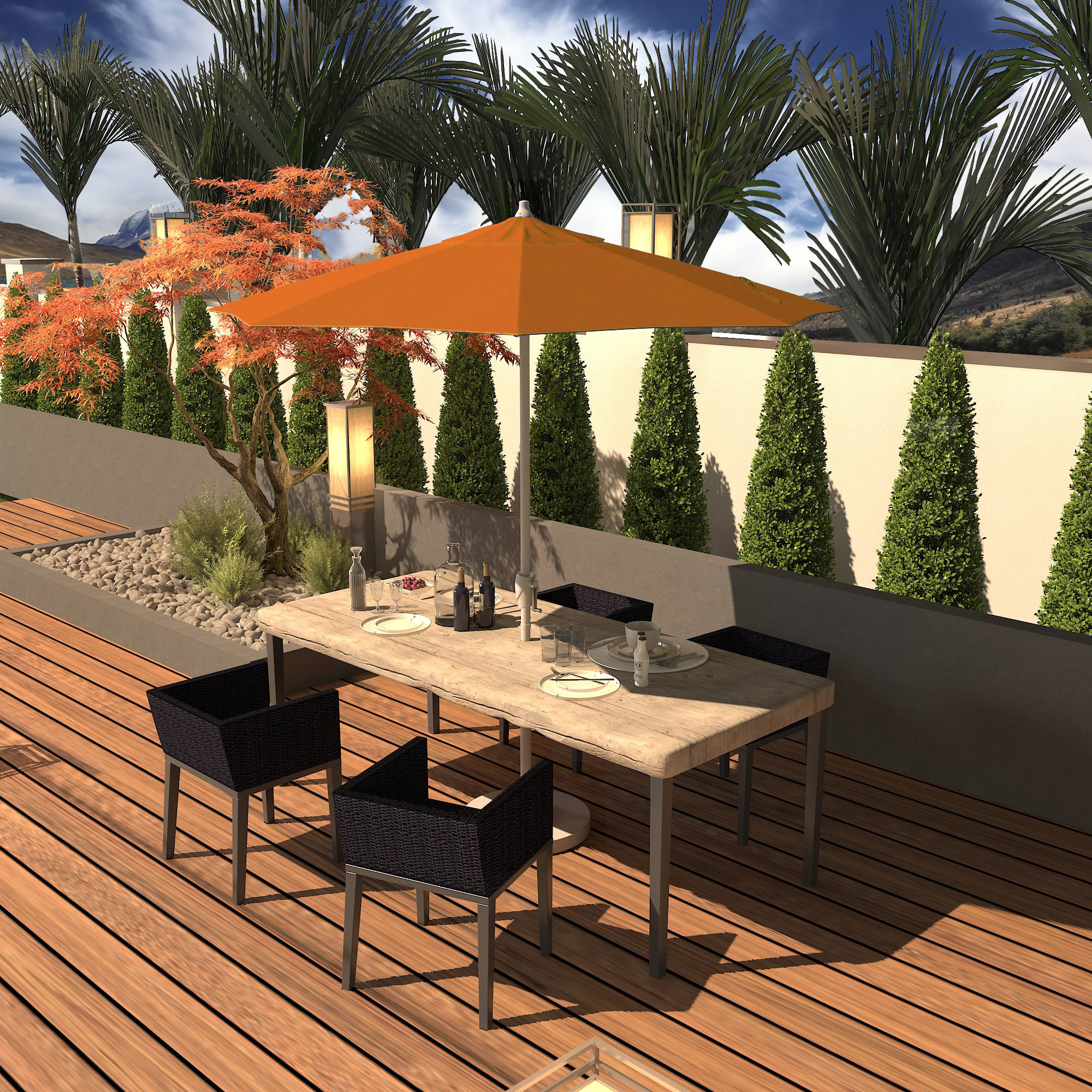 Kenne Sunbrella® Outdoor Umbrella, Tangerine Sunbrella®, 90" W x 90" D