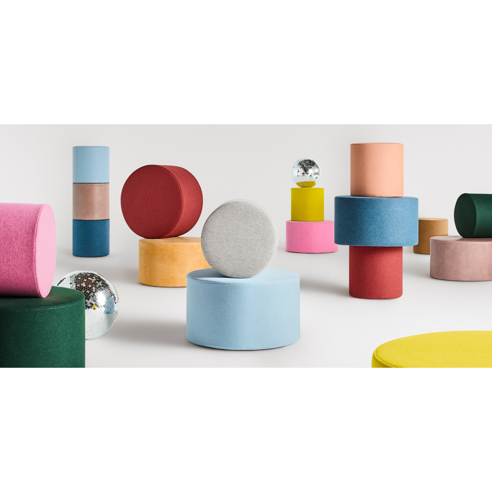 Bumper Upholstered Pouf, Vesper Cloud