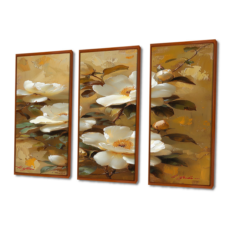 Kaminski - ensemble d'art mural pivoines, Brun, H 28 po x l 36 po