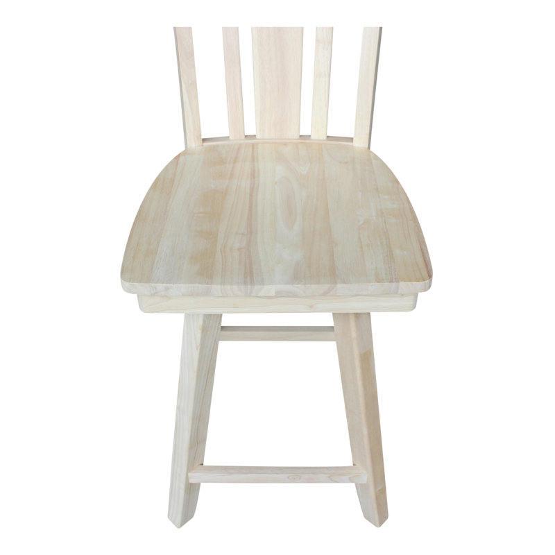 Tabouret de bar pivotant en bois massif Derene, Tabouret de comptoir (assise de 24 po de hauteur)
