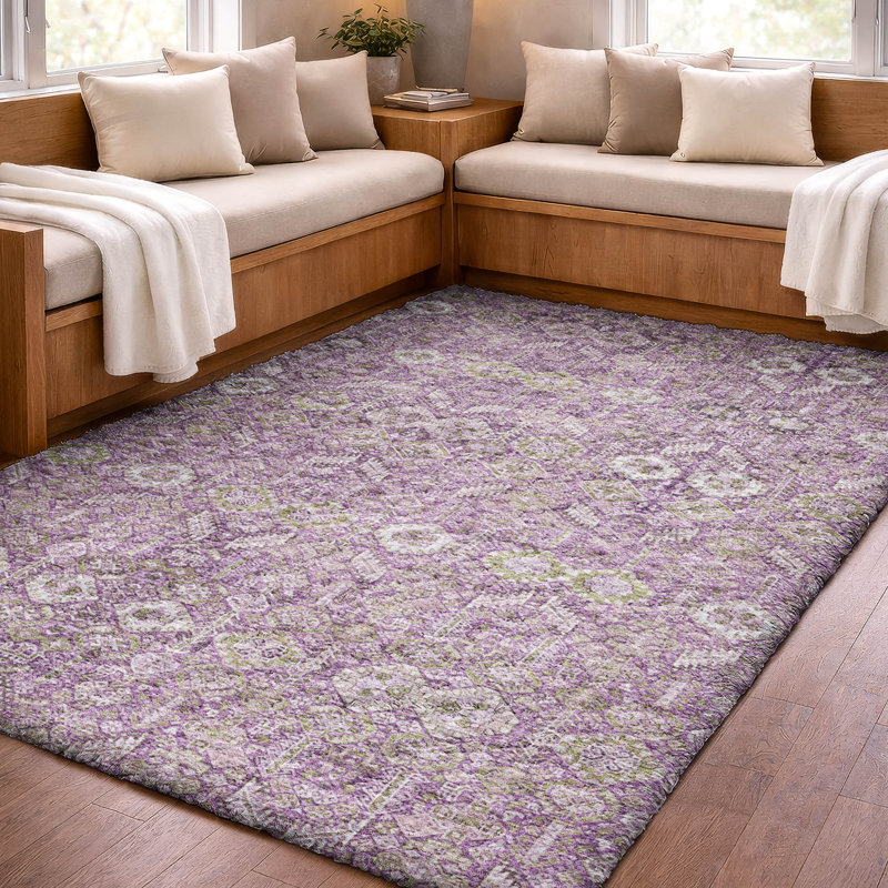 Tapis bohémien de qualité supérieure lavable à la machine Dream Shag ADS574, Lavender, 3' x 5'