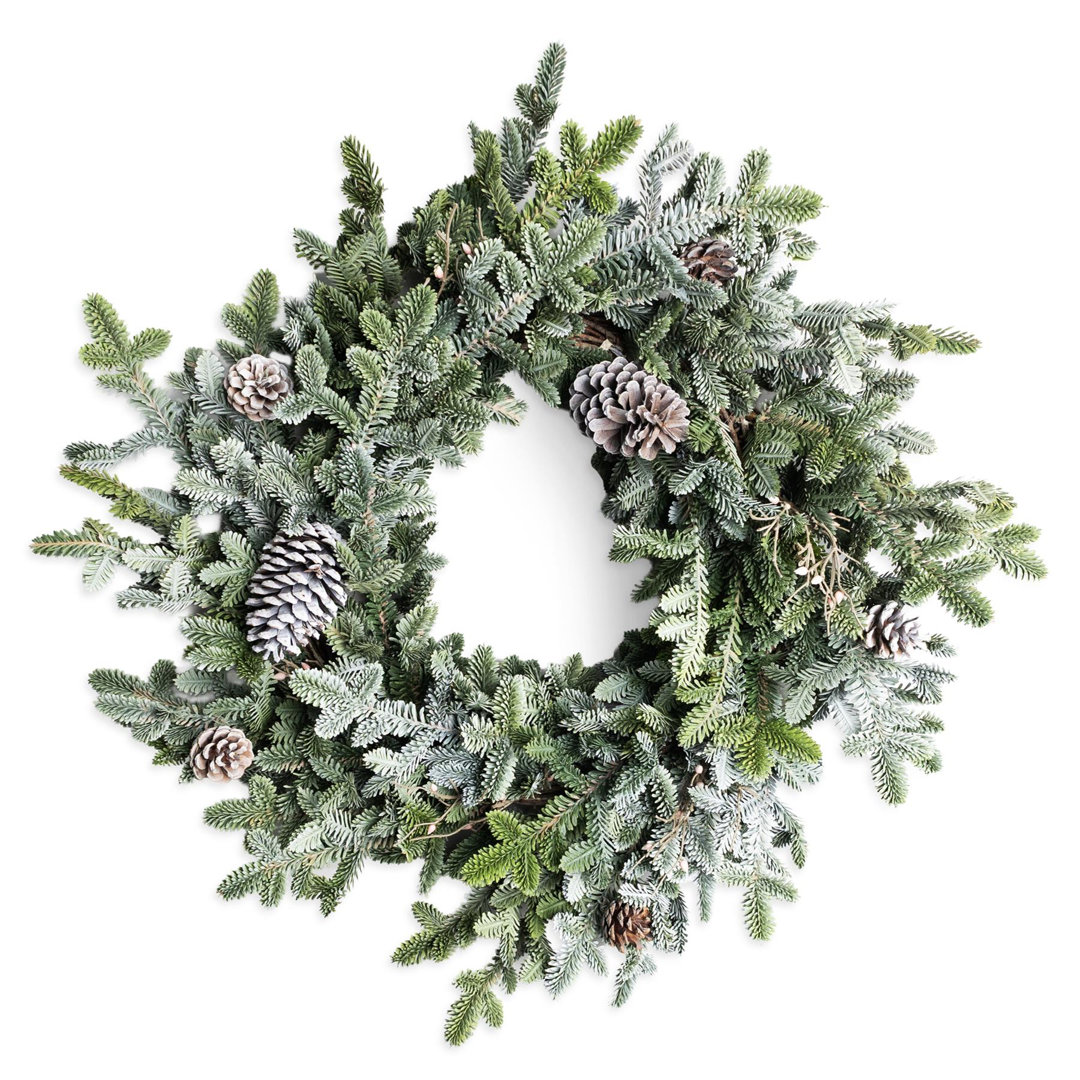 SHATCHI Cypress Pine Wreath 80cm PE Material Real-Touch Wreath with Pine Cones Fire-Resistant Bendable Wire Greenery Door Decor for Winter Seasonal Display Front Door Festive Accent - Image 4