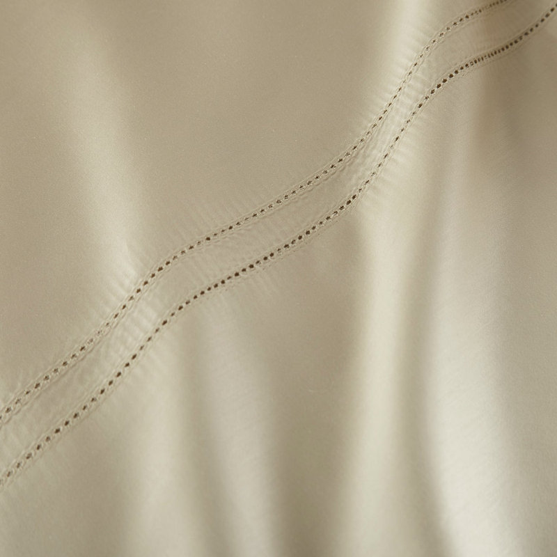 Yalda Egyptian Cotton Sateen Sheet Set , Tan, Twin XL Sheet Set + 1 Pillowcase
