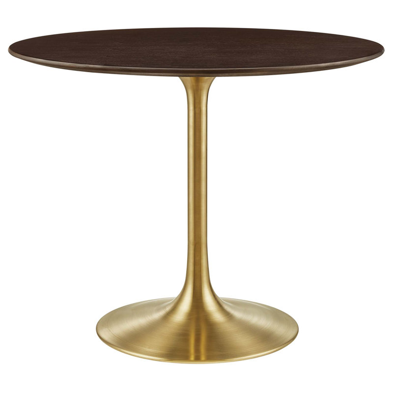 Table de salle à manger Modway Lippa, Noyer cerise, Or, L 36 po x l 36 po