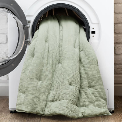 Courtepointe en gaze de coton grand / grand Sage 3, naturel, chaleur toutes saisons, punaises brodées, taies décoratives sauge, doux et confortable pour la peau