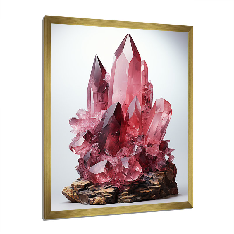 Pierre spirituelle rose rhodonite - impression, H 32 po x l 16 po x P 1 po, Encadrement doré
