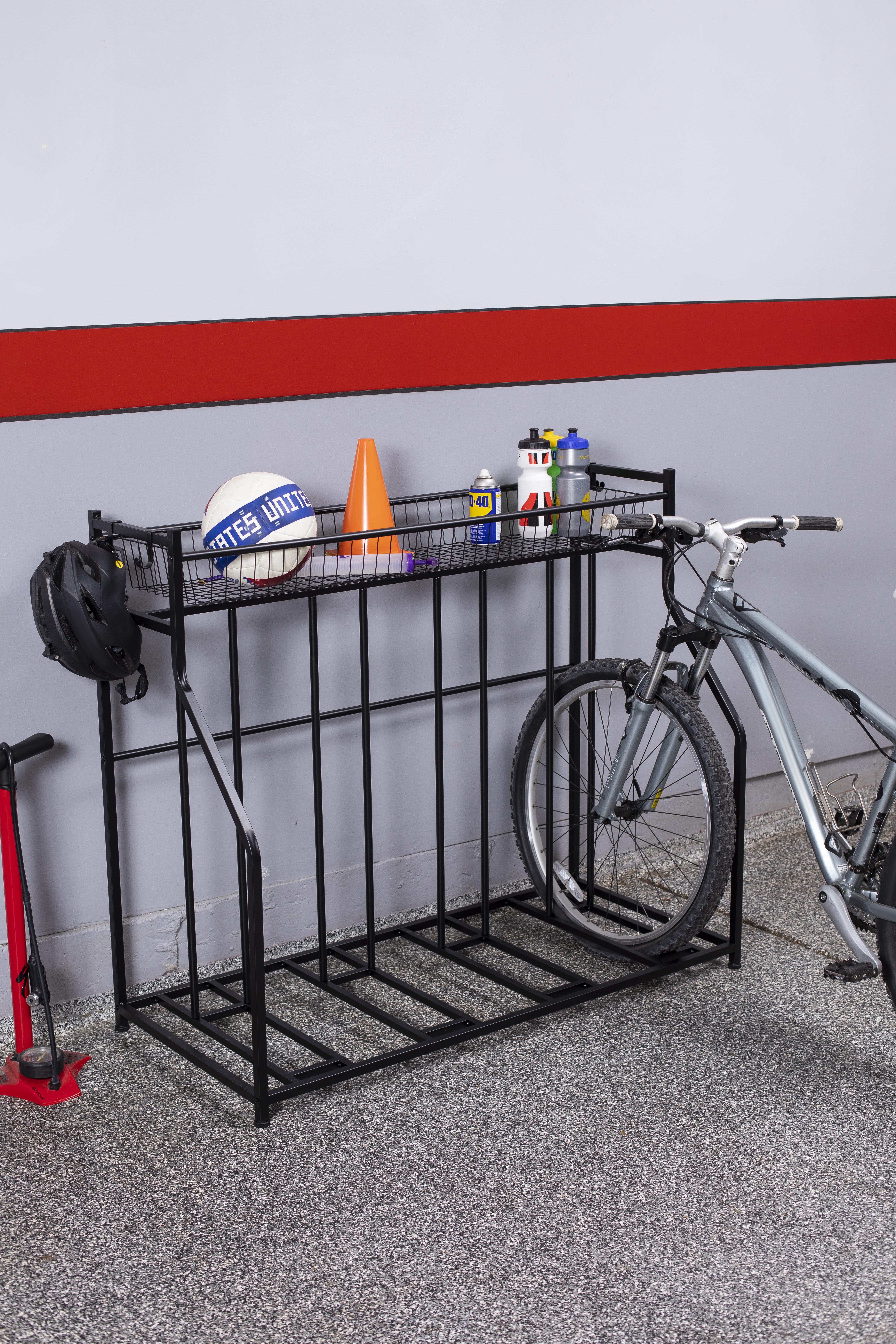 Arlmont & Co. 4 Bike Stand Rack With Storage – Metal Floor Bicycle Nook ...