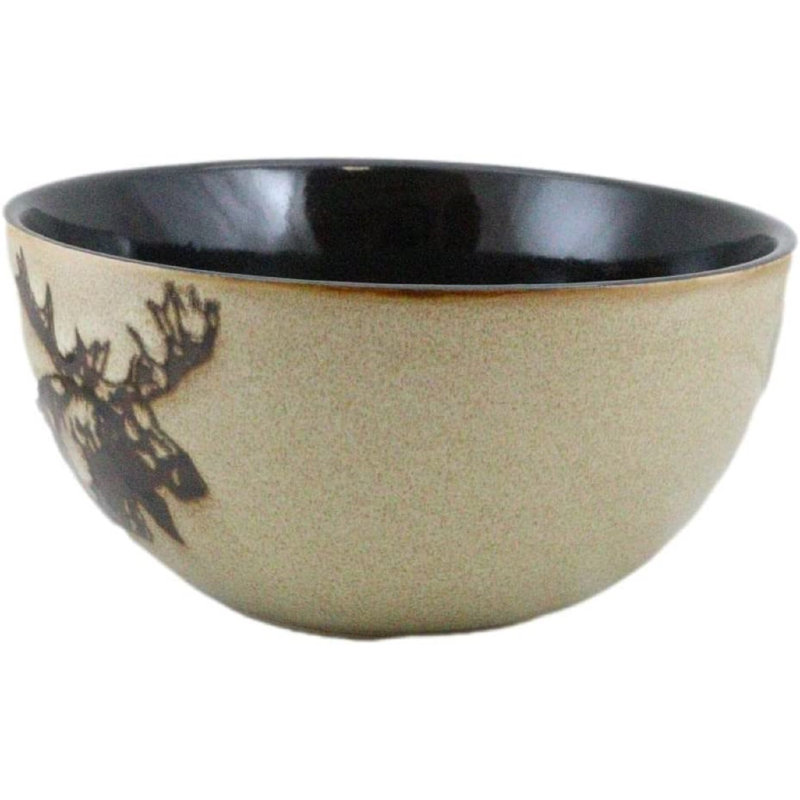 Millwood Pines®, empereur géant, cerf élan, art abstrait, vaisselle brune ou poterie en céramique, faïence et cuisine (ensemble de 2 bols à soupe, salade de pâtes 21 oz)