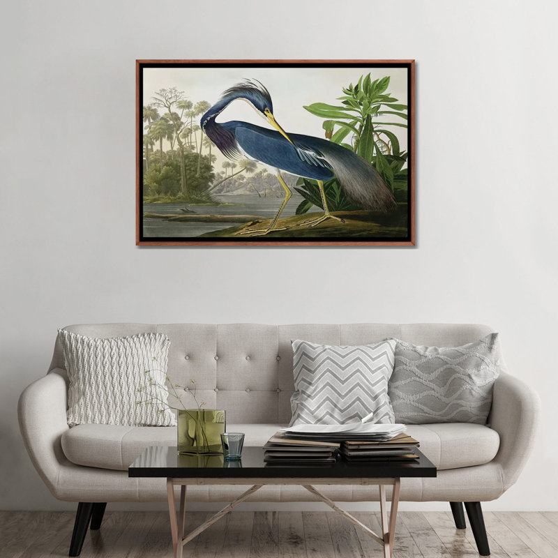 «Wick Louisiana Heron» par John James Audubon, reproduction sur toile, H 26 po x l 40 po, Impression encadrée