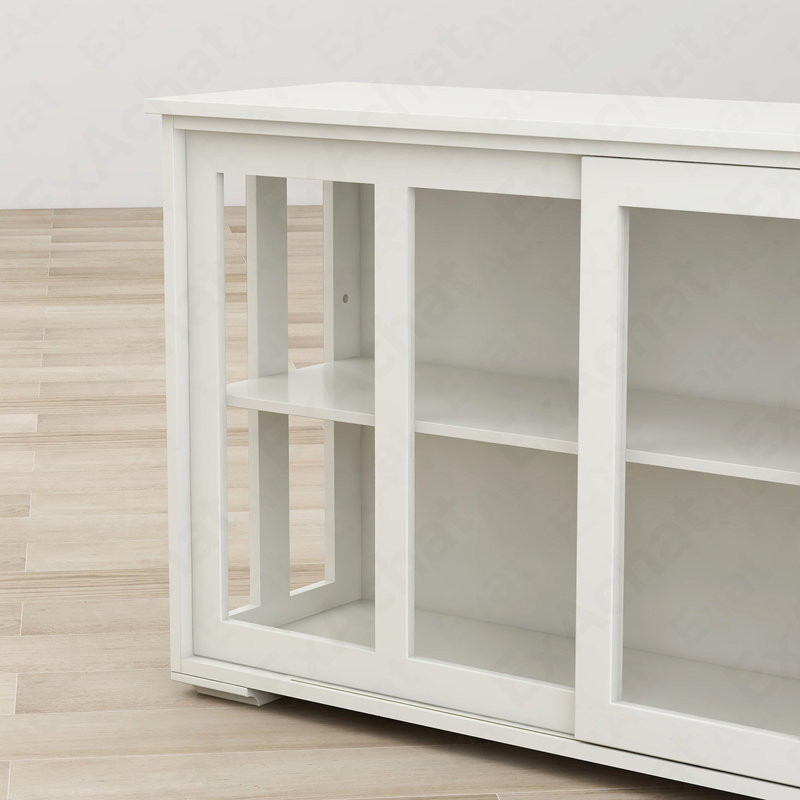Clear Glass Door Kitchen Storage Cupboard - Freestanding Organizer Stand