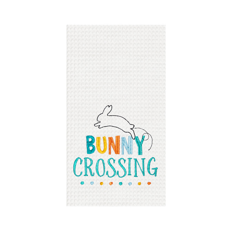 Serviette Crossing Bunny, Traversée de lapin blanc / bleu