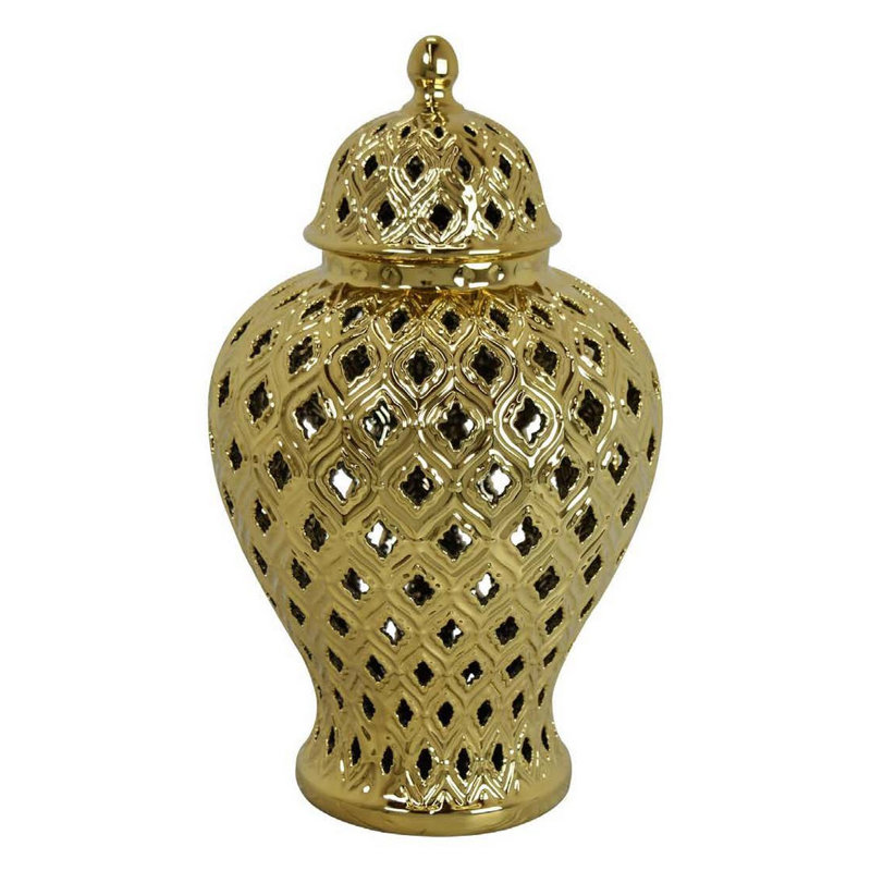 Pot en porcelaine Charito, H 18 po x l 10,25 po x P 10,25 po, Or