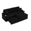Chaise longue pliable cachée en velours côtelé noir avec porte-gobelet, repose-pieds et rangement pour un appartement moderne vivant au calme-728316005
