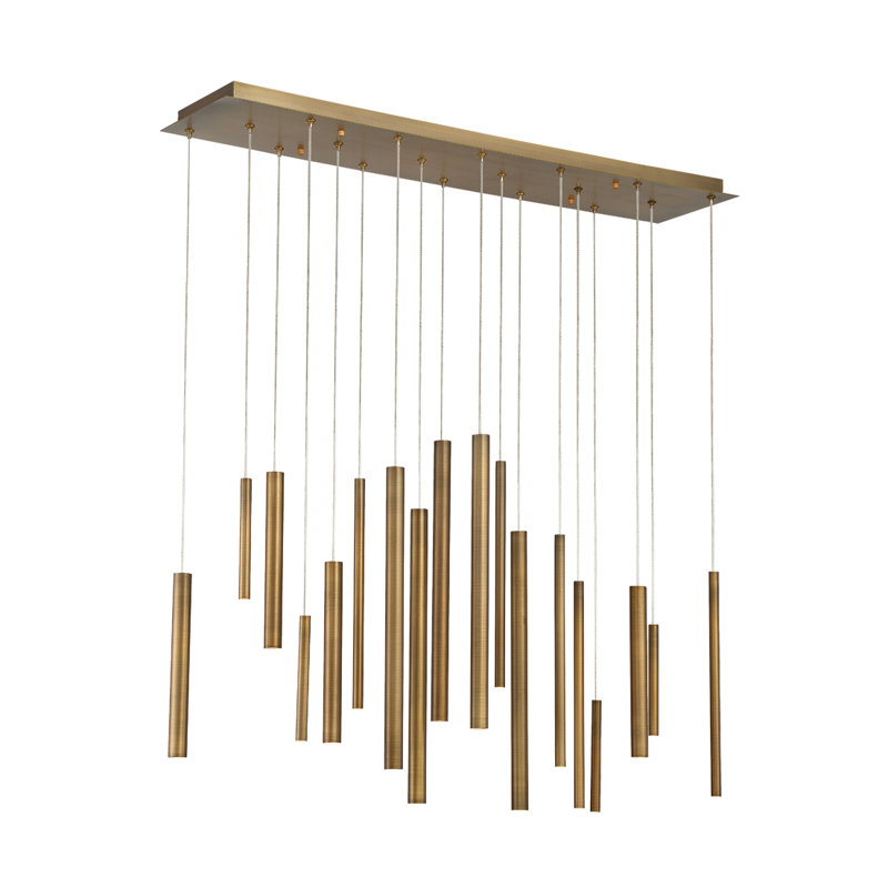 Luminaire suspendu cylindrique à DEL 18 lumières Santana, Laiton, Laiton