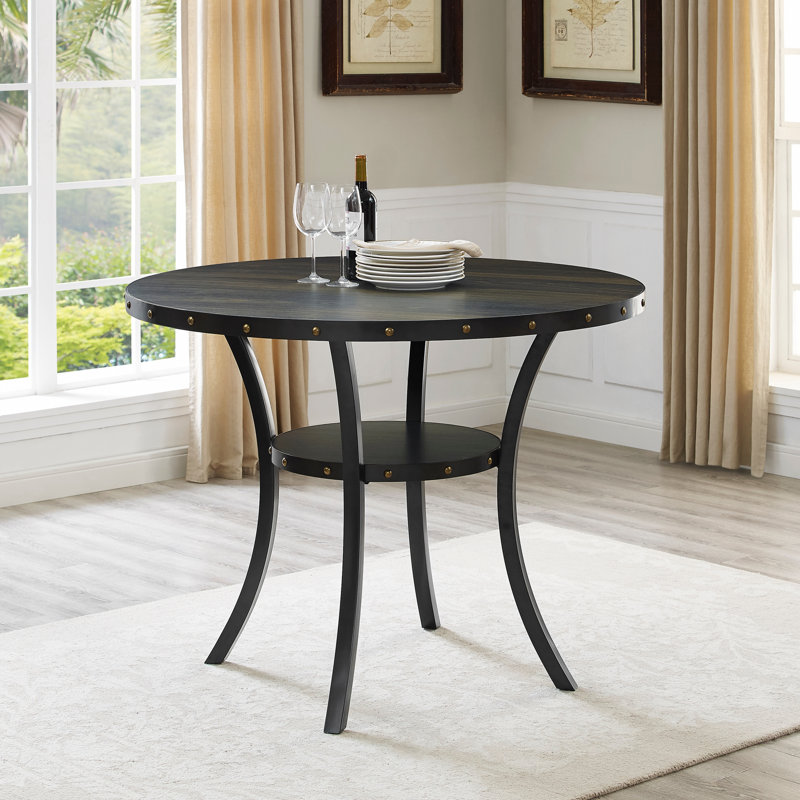 Fabric Counter Height Stools with Nailhead Trim, Navy/Black
