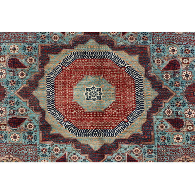 Tapis rouge / bleu / noir tissé à la main de haute qualité Aryana