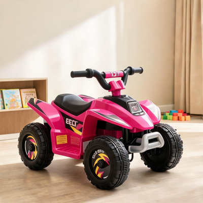 6V Battery-Powered Pink Quad Ride-On ATV for Toddlers 18-36 Months, PP Steel Frame, 44 lbs Capacity, 28.25 Long
